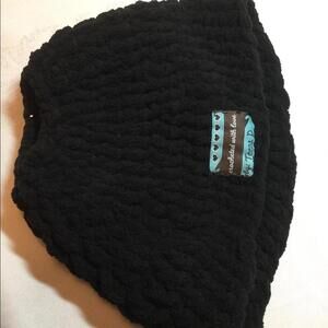 Handmade black crochet ponytail hat